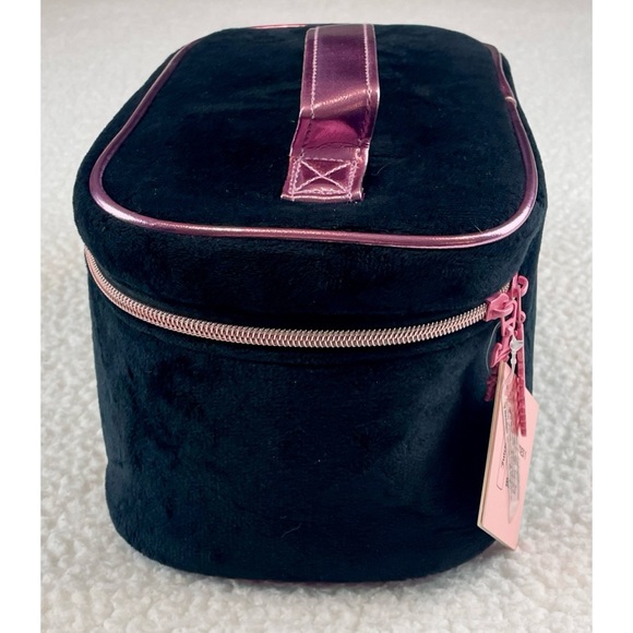 (NWT) JUICY COUTURE • Black/Pink Velour Rhinestone Travel Cosmetic Bag - Picture 3 of 16
